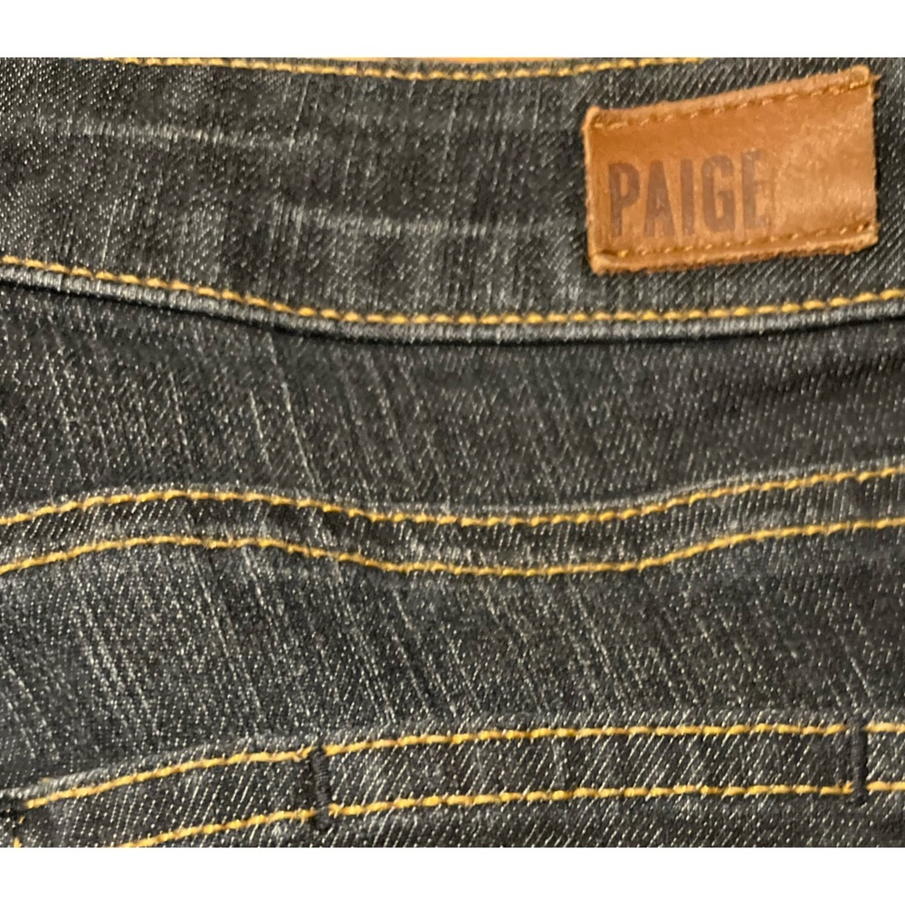 PAIGE Anthropologie Deep Dark Indigo Skyline Low Rise Bootcut Western Wide Jeans - Picture 14 of 15